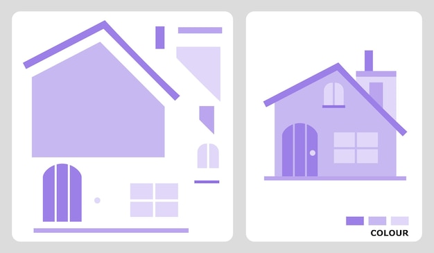 House patterns for applique patchwork and paper crafts in cut and paste puzzle patterns