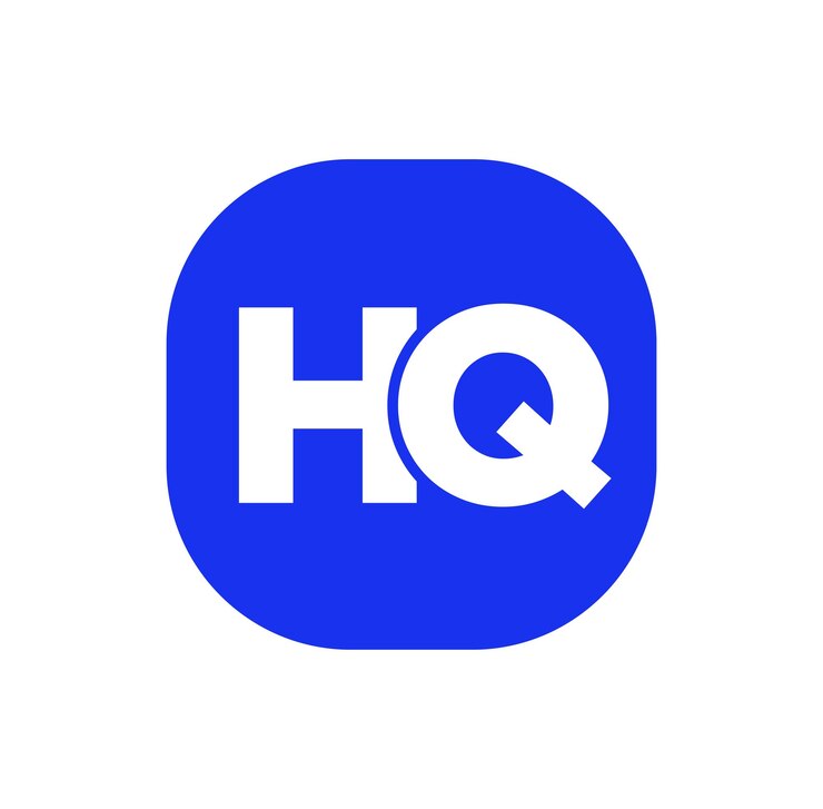 Vektör hq company name initial letters monogram hq letters on blue square