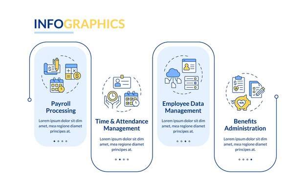 HRIS rectangle infographic vector