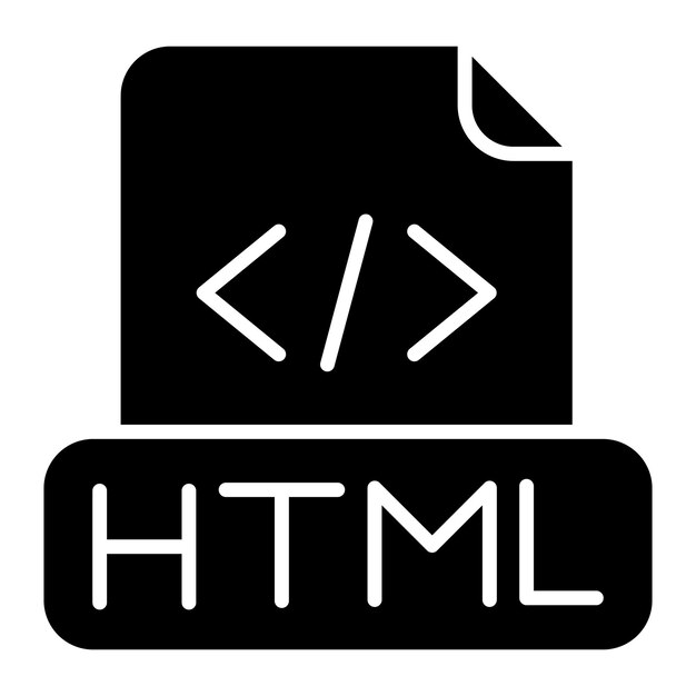 Html File Glyph Solid Black Illustration