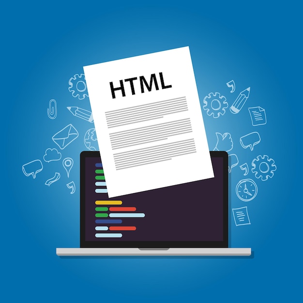 HTML Hyper Text Markup Language web programming coding screen laptop technology website design