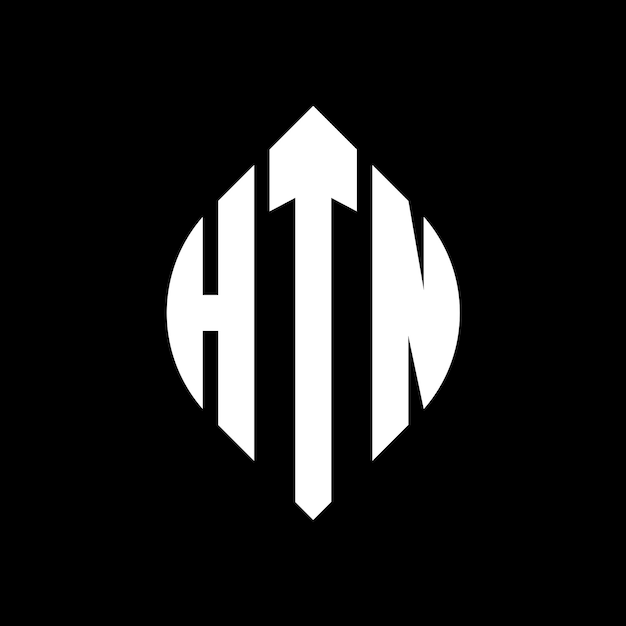 HTN circle letter logo design with circle and ellipse shape HTN ellipse letters with typographic style The three initials form a circle logo HTN Circle Emblem Abstract Monogram Letter Mark Vector