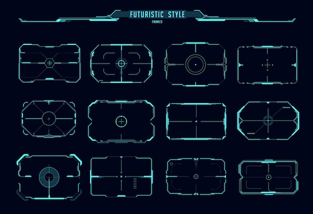 hud aim control frames, sci fi game ui interface
