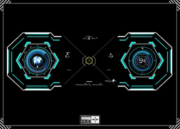 HUD background. dashboard spacecraft. The sight is fantastic. Futuristic user interface. Abstract future, concept  futuristic blue .