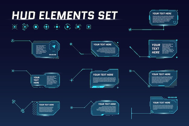 hud digital futuristic callout title set. call out sci fi frame bar labels. presentation or infographic modern digital info box layout templates. interface hud ui gui element. vector illustration