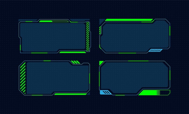 Hud frames futuristic text box border frame scifi digital screen hologram panel vector set