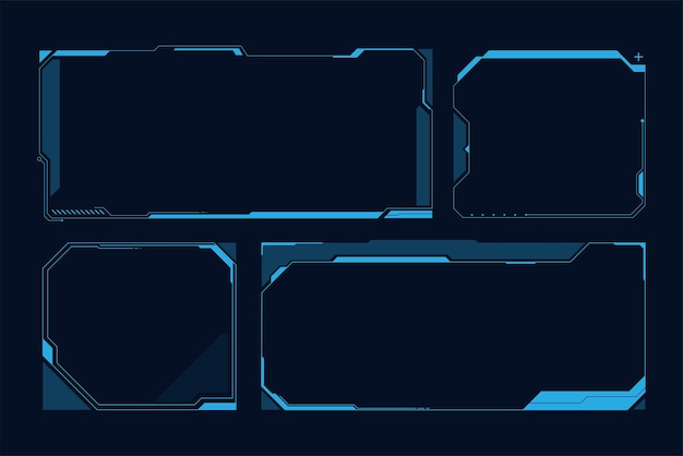 Hud frames futuristic text box border frame scifi digital screen panel vector set
