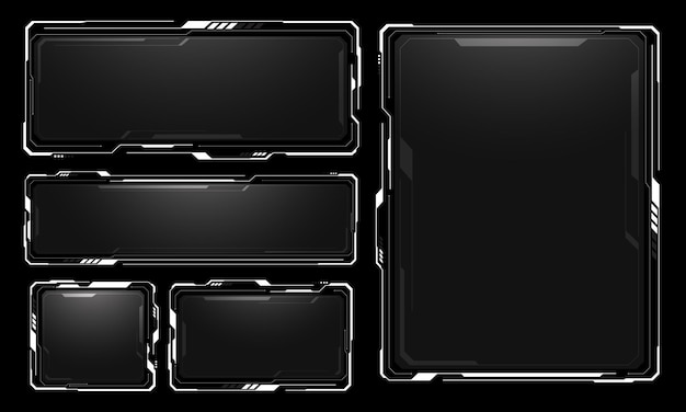 HUD frames white grey user interface elements design modern technology futuristic control panel screen digital hologram window gaming menu touching cyber monitor set on black background vector