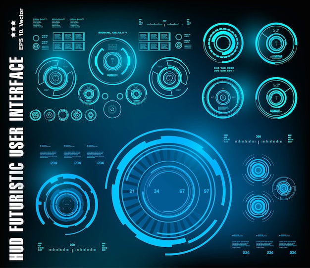 HUD futuristic blue user interface dashboard display virtual reality technology screen target