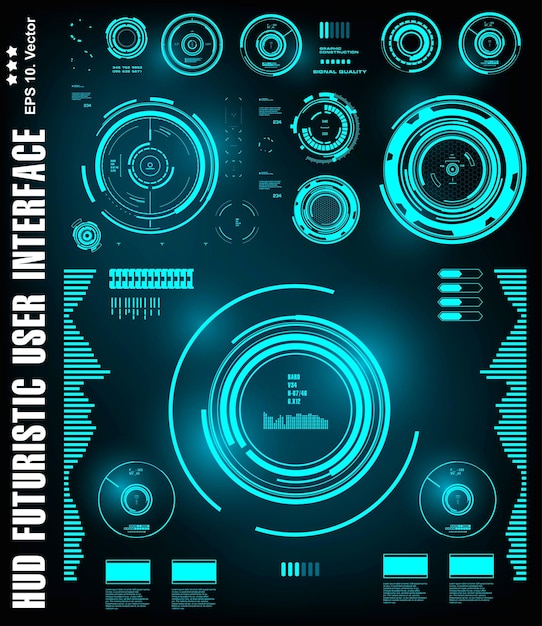 HUD futuristic blue user interface dashboard display virtual reality technology screen target
