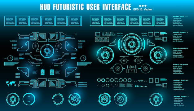 hud futuristic blue user interface dashboard display virtual reality technology screen target