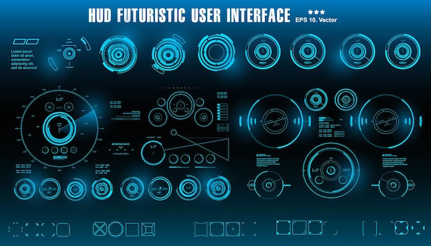 hud futuristic blue user interface dashboard display virtual reality technology screen target