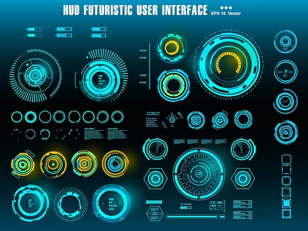 HUD futuristic blue user interface dashboard display virtual reality technology screen target