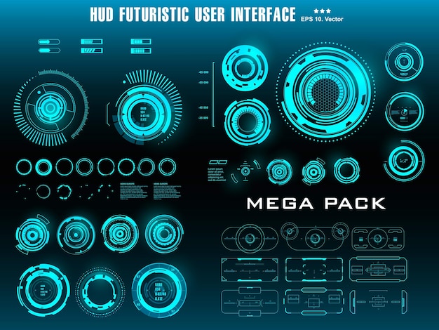 HUD futuristic blue user interface dashboard display virtual reality technology screen target