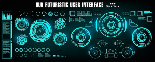 hud futuristic blue user interface dashboard display virtual reality technology screen