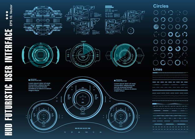 HUD futuristic blue user interface target Dashboard display virtual reality technology screen