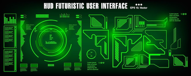 HUD futuristic green user interface dashboard display virtual reality technology screen target