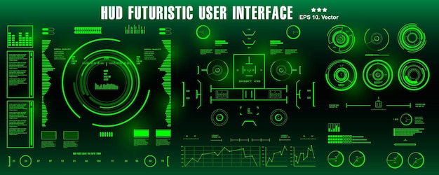 HUD futuristic green user interface dashboard display virtual reality technology screen target