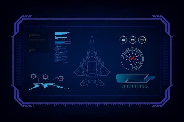 Hud interface GUI futuristisk teknologi jetjager