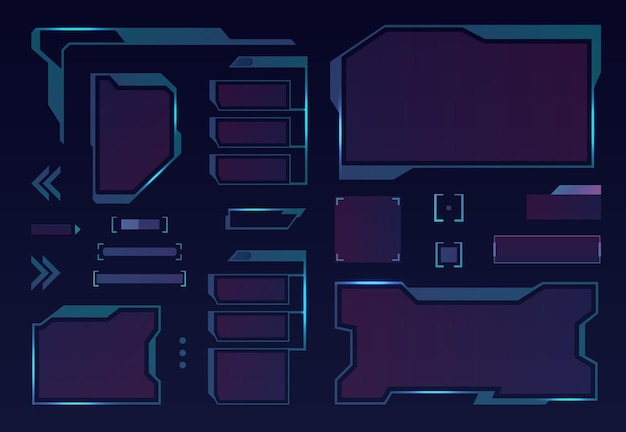 hud interface set of frames and displays vector