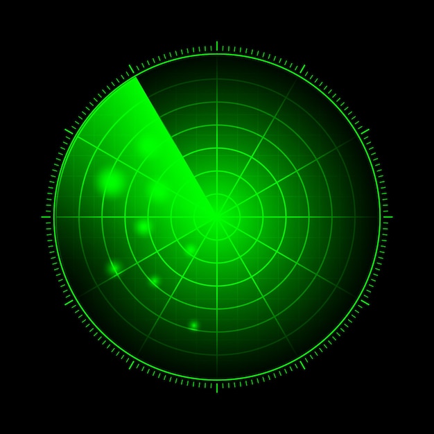 HUD radar med mål i aktion. Militært søgesystem, vektorillustration