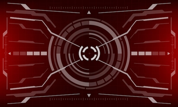 HUD scifi gränssnitt skärm geometrisk på röd design virtuell futuristisk teknologi display vektor