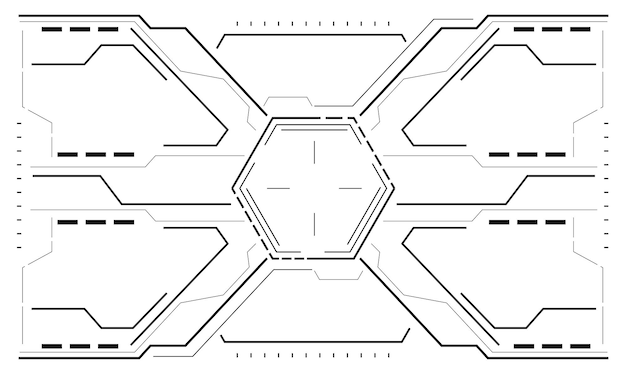 hud scifi interface view white hexagon geometric futuristic technology creative display blue vector