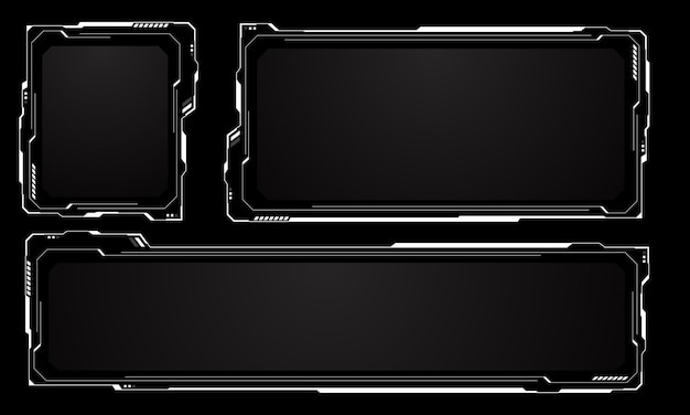 HUD set frames white grey user interface elements design modern technology futuristic control panel screen digital hologram window gaming menu touching cyber monitor set on black background vector