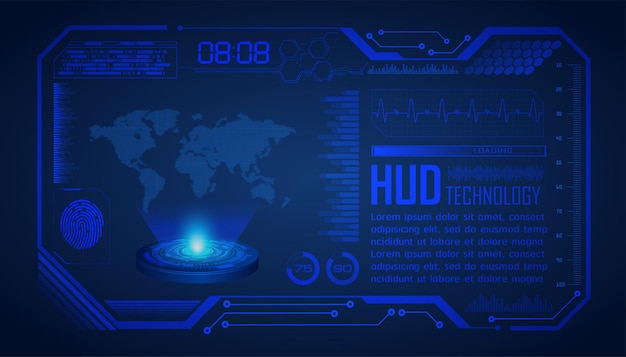 hud world on digital background cyber security