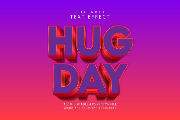 hug day editable text effect 3 dimension emboss modern style
