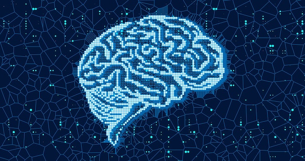 Human brain visualization Futuristic Artificial intelligence concept Cyber mind aesthetic design