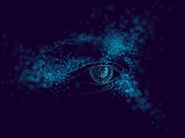 Human eye made with beautiful bokeh blurred lights vector abstract background with defocused transparent lights effect.