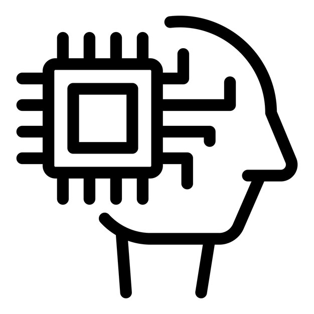human head profile with cpu showing artificial intelligence