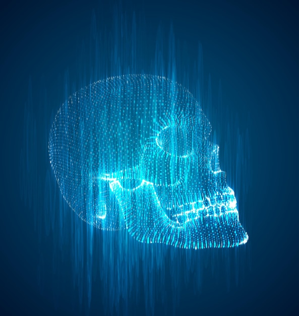 Human skull from the drip of ink