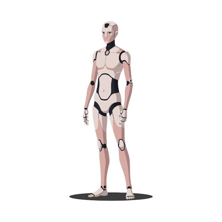 Vektor humanlike robot character in flat design showcasing detailed features vector illustration