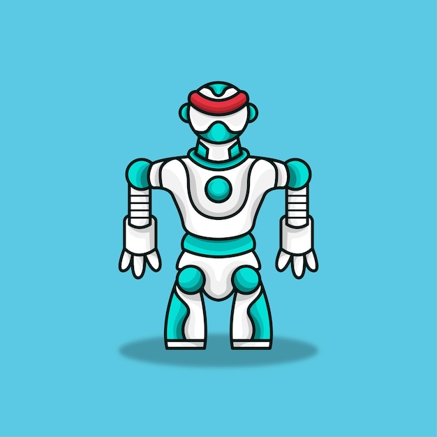Humanoid mecha robot mascot logo illustration cartoon