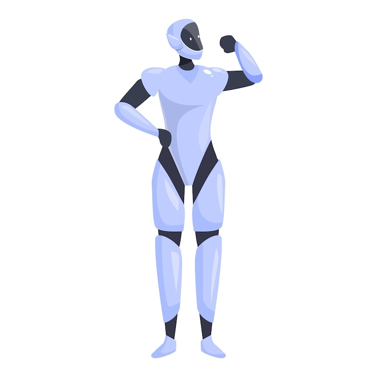 Vektor humanoid robot showing muscles posing with arm bent