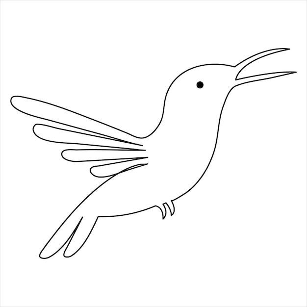 Hummingbird minimalist design of single line art drawing continuous outline vector illustration