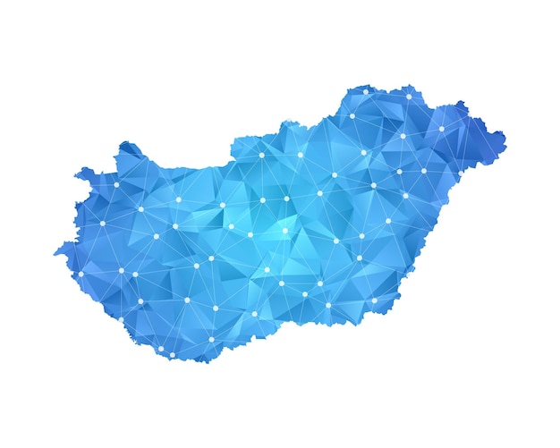 Hungary map line dots polygonal abstract geometric.