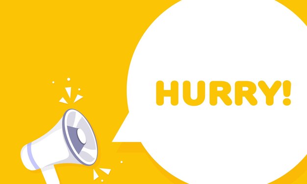 Hurry Flat yellow hurry up banner Vector illustration