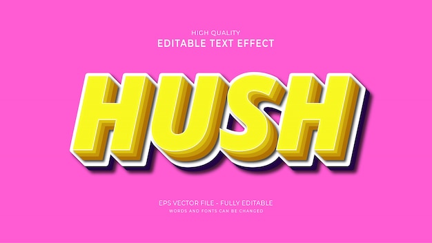 Hush tekst style effekt. redigerbar skrifteffekt.