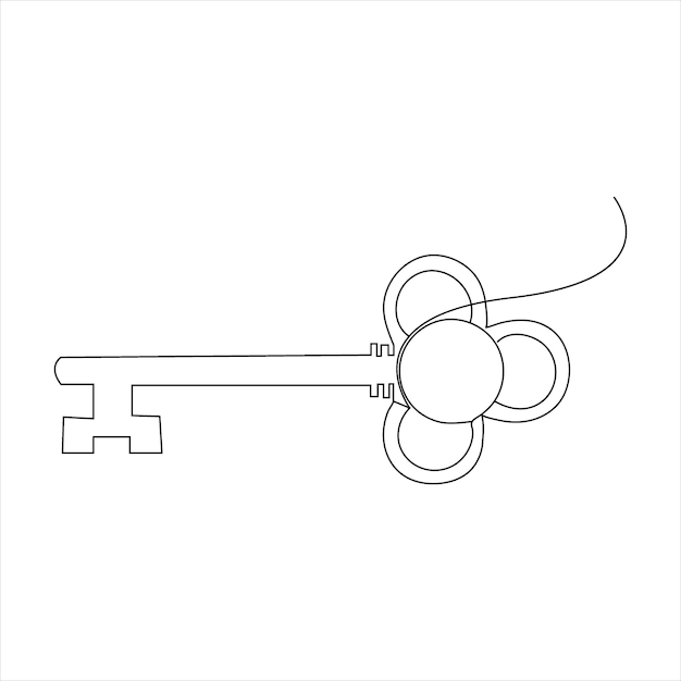 Huslåsnyckel kontinuerlig en linje vektor konst illustration och enkel kontur nyckeldesign