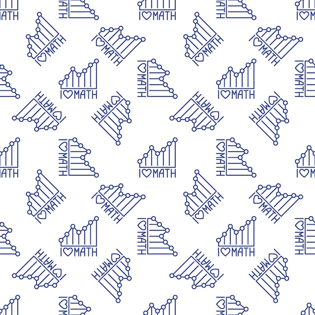 I Love Math vector Mathematics Graph concept line seamless pattern