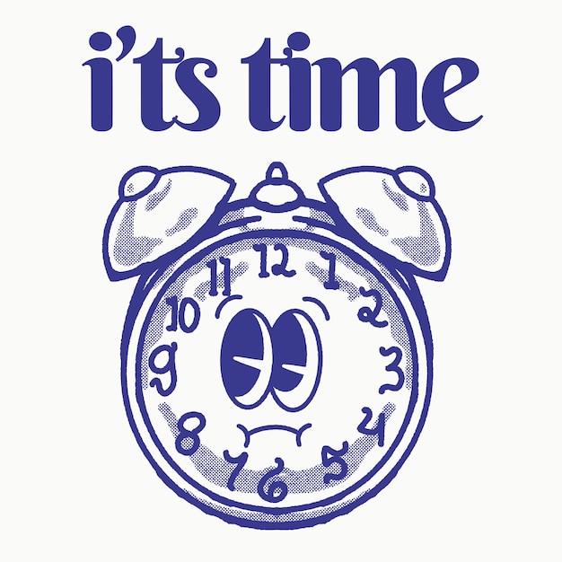 i39ts time with clock groovy character design