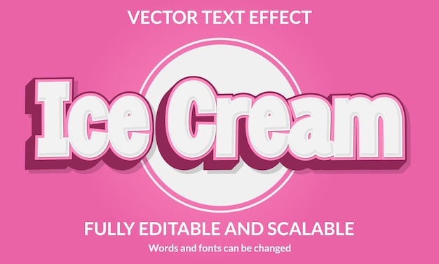 Ice Cream 3D editable text effect typography vector template