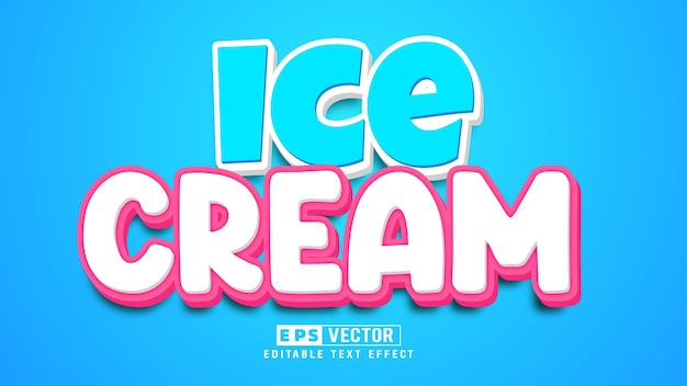 ice cream 3d editable text effect vector with background