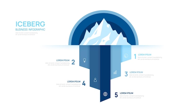 iceberg infographic template for business modern 5 steps to success presentation vector infographics