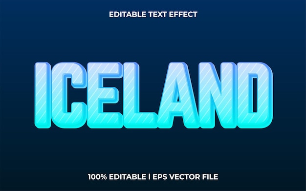 iceland editable text effect, lettering typography font style, forzen 3d text for tittle