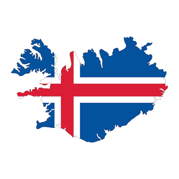Iceland map silhouette with flag isolated on white background