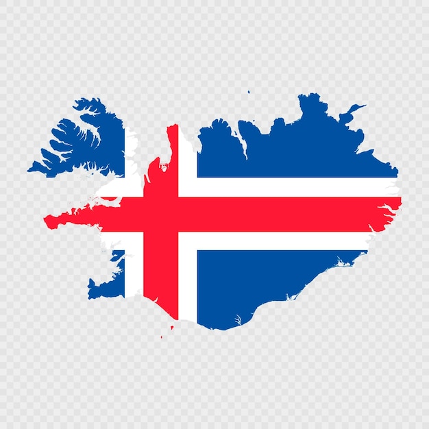 Iceland map silhouette with flag